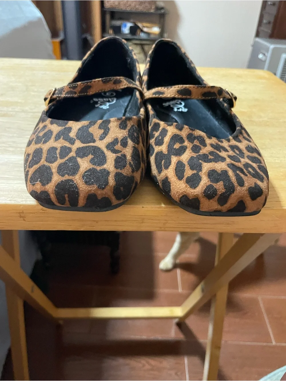Youth Art Class Bronwyn Mary Jane ballet flat shoe black brown animal print 3